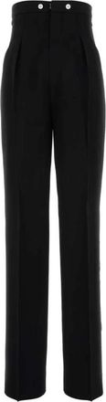 Maison Margiela Wool Broeken - Dames - Wijde Broeken - Zwart - S - Wol - Broeken