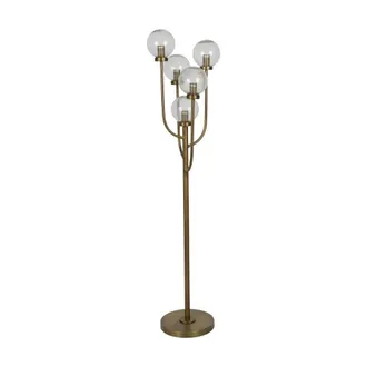 The Libra Company Wellesley Five Globe Floor Lamp - Iron/Glass - L35xW35xH137 cm - Brass in Brown