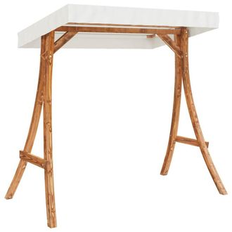 Berkfield Home Swing Frame with Cream Roof Solid Bent Wood with Teak Finish in Brown