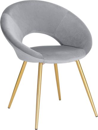 Woltu Woltu Sedia Sala Da Pranzo Cucina Salotto Ufficio Gambe Gold In Metallo Velluto 1x Grigio Chiaro