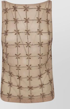 Pinko quandong scoop neck tulle sleeveless top