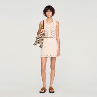 Sandro Short beaded crochet skirt