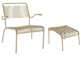 Schubiger M&ouml;bel Spaghetti-Lounger + Hocker S&auml;ntis mit Armlehnen