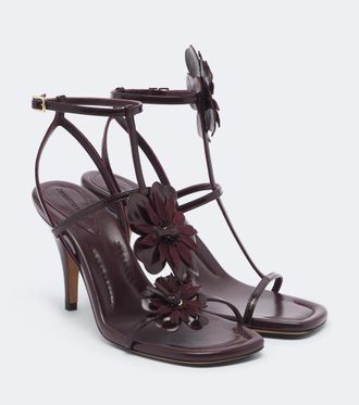 Zimmermann Belara floral-appliqu&eacute; leather sandals