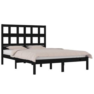Berkfield Home Beautiful Bed Frame Black Solid Wood Pine 200x200 cm