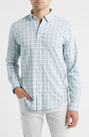 Johnnie-O Gatlin Check Performance Button-Up Shirt in Light Gray at Nordstrom, Size Xx-Large