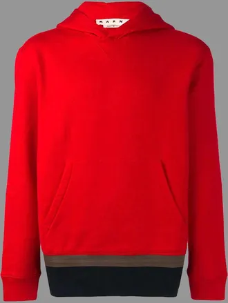 Marni Mens Color Block Hoodie In Red/navy