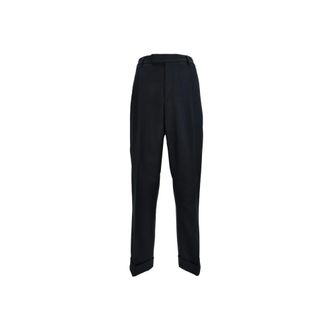 Pantaloni Torino Straight Trousers, male, Black, XL, Mens Wool Trousers with Button, Zipper, Hook