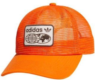 adidas Gender Inclusive Worldwide Patch Mesh Trucker Cap in Orange/White/Earth Brown at Nordstrom Rack