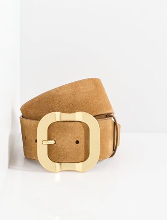 Talbots Carved Buckle Suede Belt - Caramel - Medium Talbots