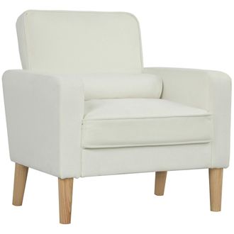 OEM Butaca De Sal&oacute;n Tapizado En Terciopelo Sill&oacute;n De Lectura Con Asiento Con Botones Y Patas De Madera Para Dormitorio Crema