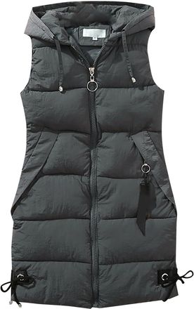 Generic WomenS Waistcoat Sleeveless Mid Length Padded Jacket For Autumn Winter Olive Women Red Gilet Womens Bodywarmer Waist Coat Uk Body Warmer Ladies Gilets