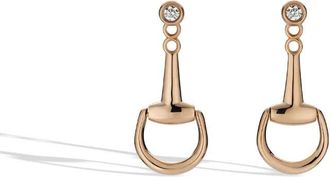 Gucci Horsebit Rose Gold Mini Jacket Earrings - YBD837605001
