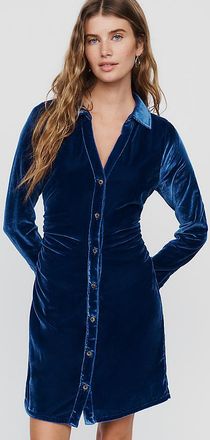 Pilcro Greer Velvet Ruched Shirtdress