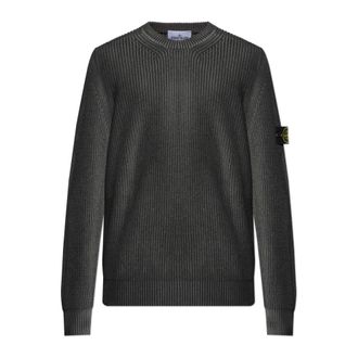 Stone Island Round-neck Knitwear, male, Gray, Size: 2XL Sweater with logo