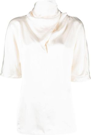 Jil Sander high-neck silk blouse - women - Silk/Viscose - 32 - Neutrals