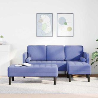 vidaXL Vidaxl - Set di divani 2 pcs Blu jeans 173 x 131 x 67 cm Tessuto