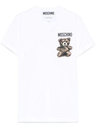Moschino Leo Teddy-print T-shirt - women - Cotton - M - White