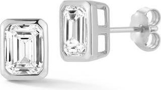 Glaze Jewelry Emerald Cut Moissanite Stud Earrings in Silver at Nordstrom Rack