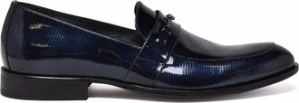 Principe di Milano Navy Blue Patent Leather Loafers
