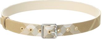 Burberry Check Canvas & Leather Belt