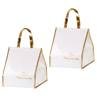 OSALADI WEKAMOS 2Pcs Insulated Cooler Bags for Food and Cake, 4-Inch White Reusable Takeaway Bags with Thermal Insulation, Large Heat Retention Food Carrier S