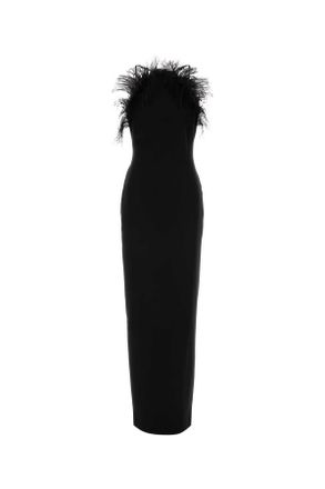 The Attico Black Stretch Cady Long Dress