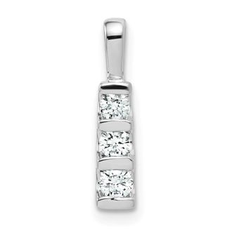Diamond2Deal 10k White Gold Diamond 3 Stone Pendant