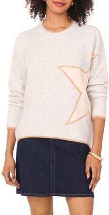 Vince Camuto Star Detail Crewneck Sweater in Silver Heather at Nordstrom Rack, Size Xx-Large