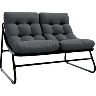 vidaXL Muebles De Jard&iacute;n Con Coj&iacute;n Negro 110 X 80 X 71cm Metal Vidaxl