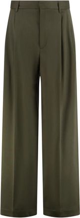 Darkpark Chicago High-Waist Wide-Leg Broek - Dames - Wijde Broeken - Groen - XS - Wol - Broeken
