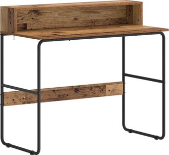 vidaXL Escritorio Con Almacenamiento Madera Envejecida Vidaxl