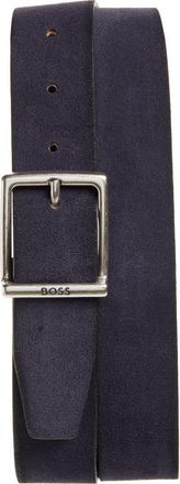 BOSS Rudy Leather Belt in Dark Blue at Nordstrom, Size 32