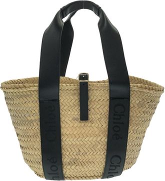 Chlo&eacute; Black Raffia Basket Tote Bag (Pre-Owned)
