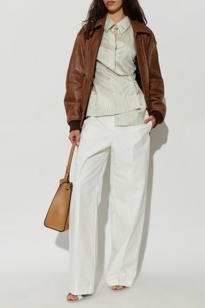 Fendi Cotton Wide-leg Trousers, Womens, White