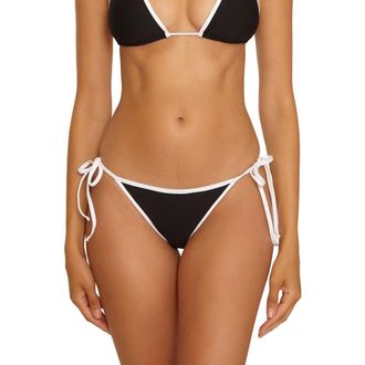 BECCA by Rebecca Virtue Sport Mode Side Tie Bikini Bottoms in Black at Nordstrom, Size X-Small
