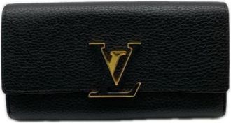 Louis Vuitton Pre-owned Taurillon Long wallet (bi-fold) - Dames - Vintage Accessoires - Zwart - ONE Size - Leer - Vintage