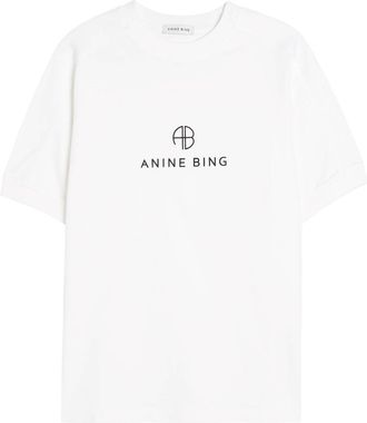 Anine Bing Jaylin Logo Cotton T-shirt - White - S (UK8-10 / S)