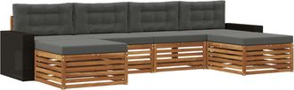 vidaXL Conjunto De Sof&aacute;s De Exterior 6 Uds. Madera De Acacia S&oacute;lida Vidaxl