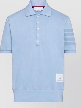 Thom Browne ribbed cuff short-sleeve polo shirt