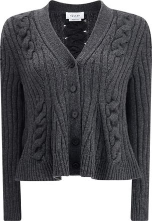 Alexander McQueen Peplum Cable Cardigan