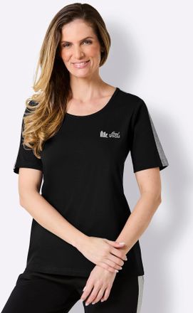 Feel Good Kurzarmshirt FEEL GOOD Shirt, Damen, Gr. 36/38, schwarz, steingrau, 95% Baumwolle, 5% Elasthan, unifarben, Shirts Kurzarmshirt