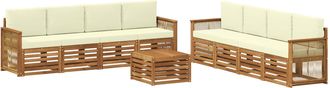 vidaXL Conjunto De Sof&aacute;s De Exterior 9 Uds. Natural Y Crema Vidaxl