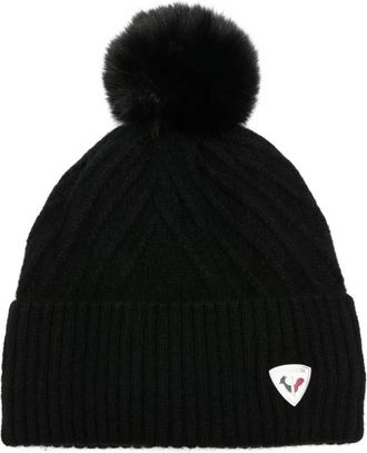 Rossignol Sara cable-knit pom-pom beanie - women - Acrylic/Alpaca/Nylon/Wool/Recycled Polyester - One Size - Black