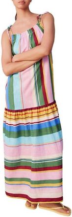 Next Stripe Tie Strap Maxi Sundress in Pink at Nordstrom, Size 12 Us