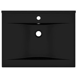 Berkfield Home Luxury Basin with Faucet Hole Matt Black 60x46 cm Ceramic