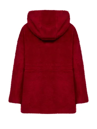 Max Mara Womens Red Hooded Coat Virgin Wool Bomber Jackets