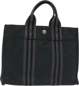 Herm&egrave;s Pre-owned Tote Bags, female, Black, Size: ONE SIZE Pre-owned Vintage Canvas Hand Bag