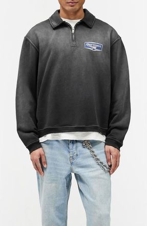 Represent Nothing Faster Quarter Zip Graphic Sweatshirt in Stained Black at Nordstrom, Size Xx-Large