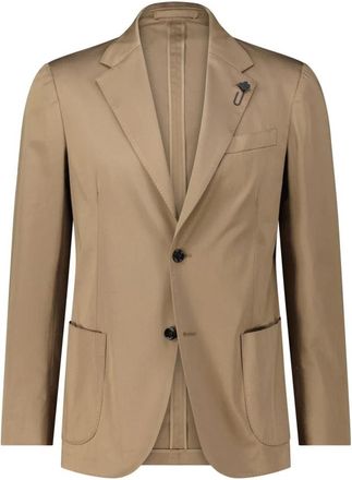 Lardini Katoenen Slim-Fit Blazer - Heren - Blazers - Bruin - XL - Katoen - Jassen